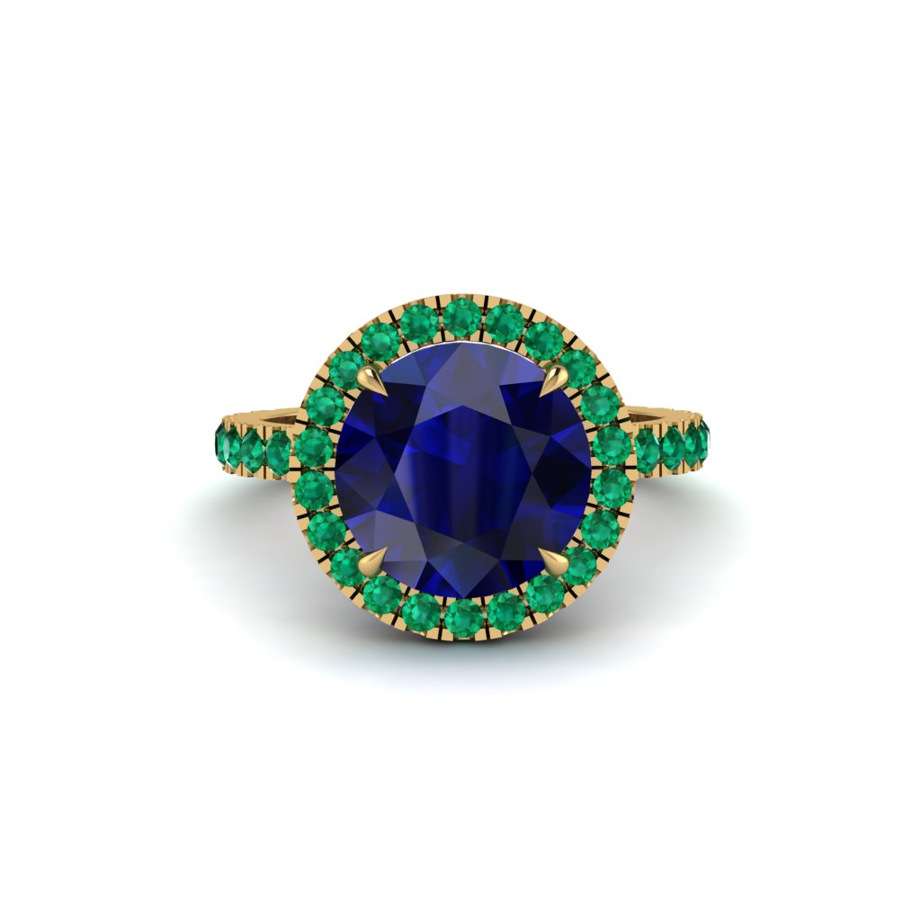 Round Cut Sapphire Halo Engagement Ring - Charleigh No. 28