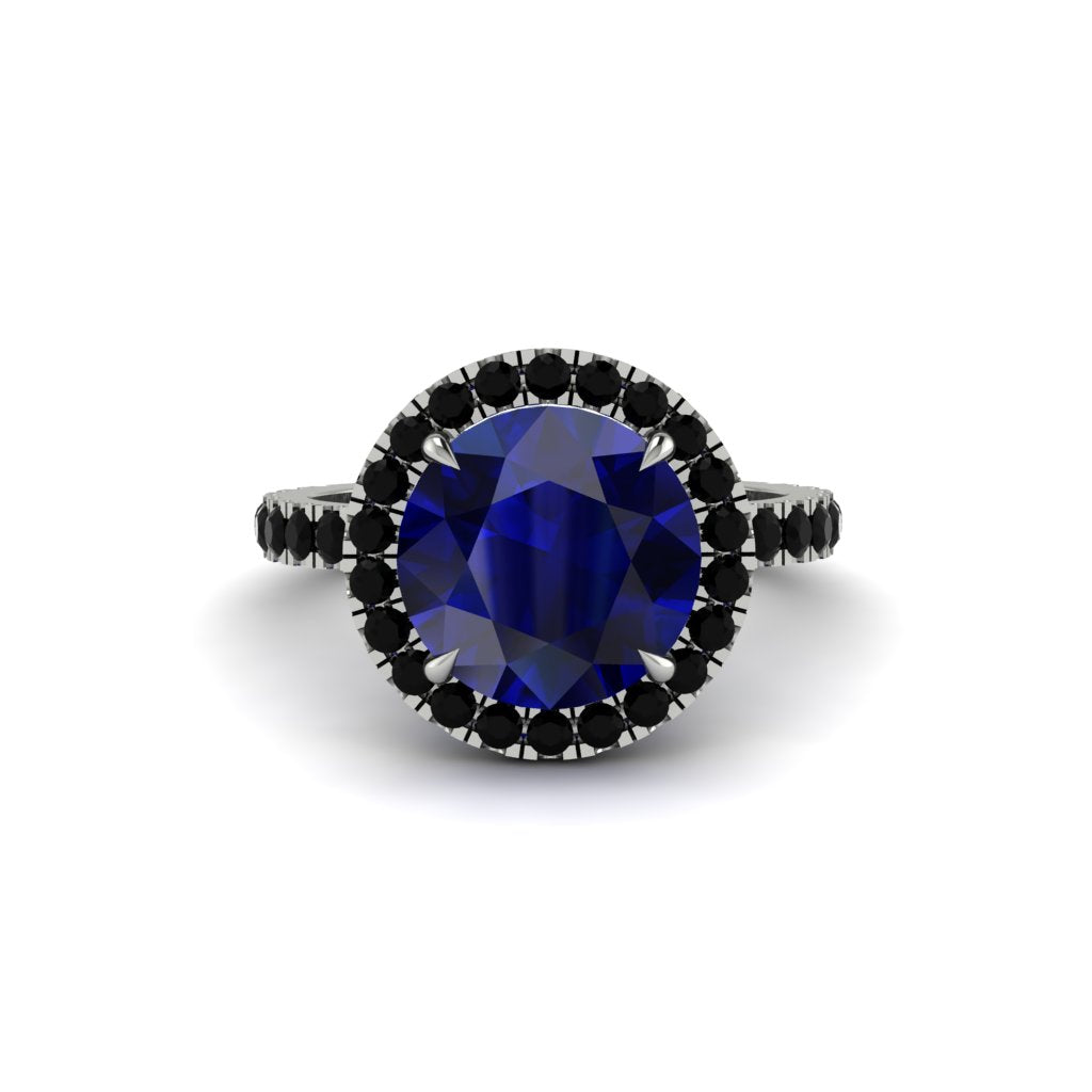 Round Cut Sapphire Halo Engagement Ring - Charleigh No. 45
