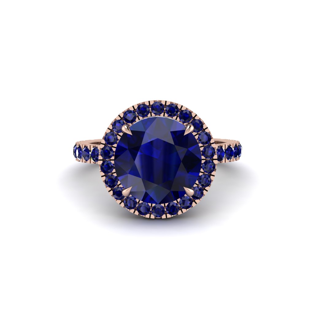 Round Cut Sapphire Halo Engagement Ring - Charleigh No. 74