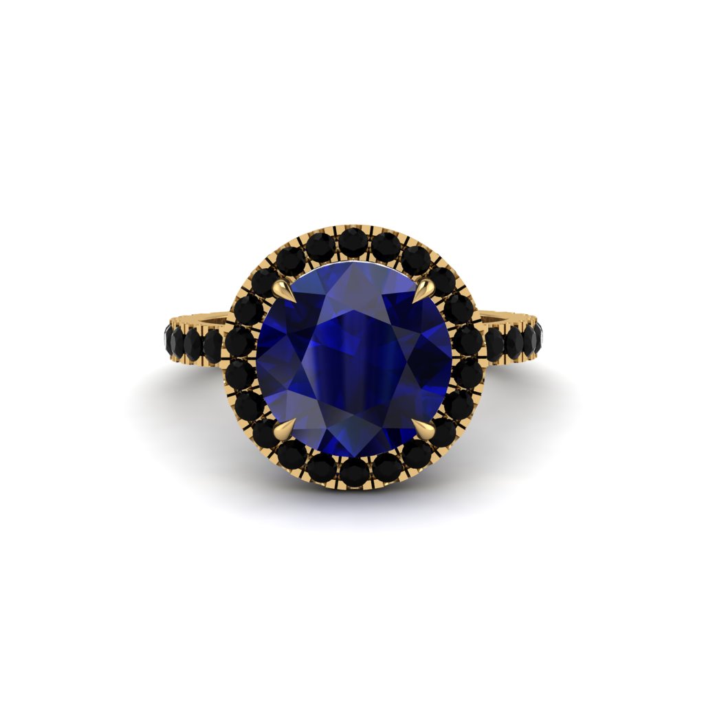 Round Cut Sapphire Halo Engagement Ring - Charleigh No. 43