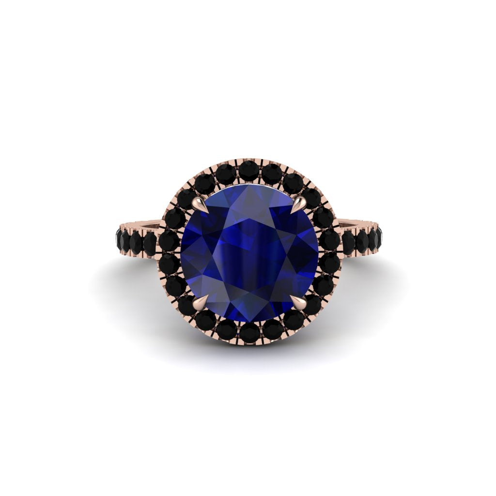 Round Cut Sapphire Halo Engagement Ring - Charleigh No. 44