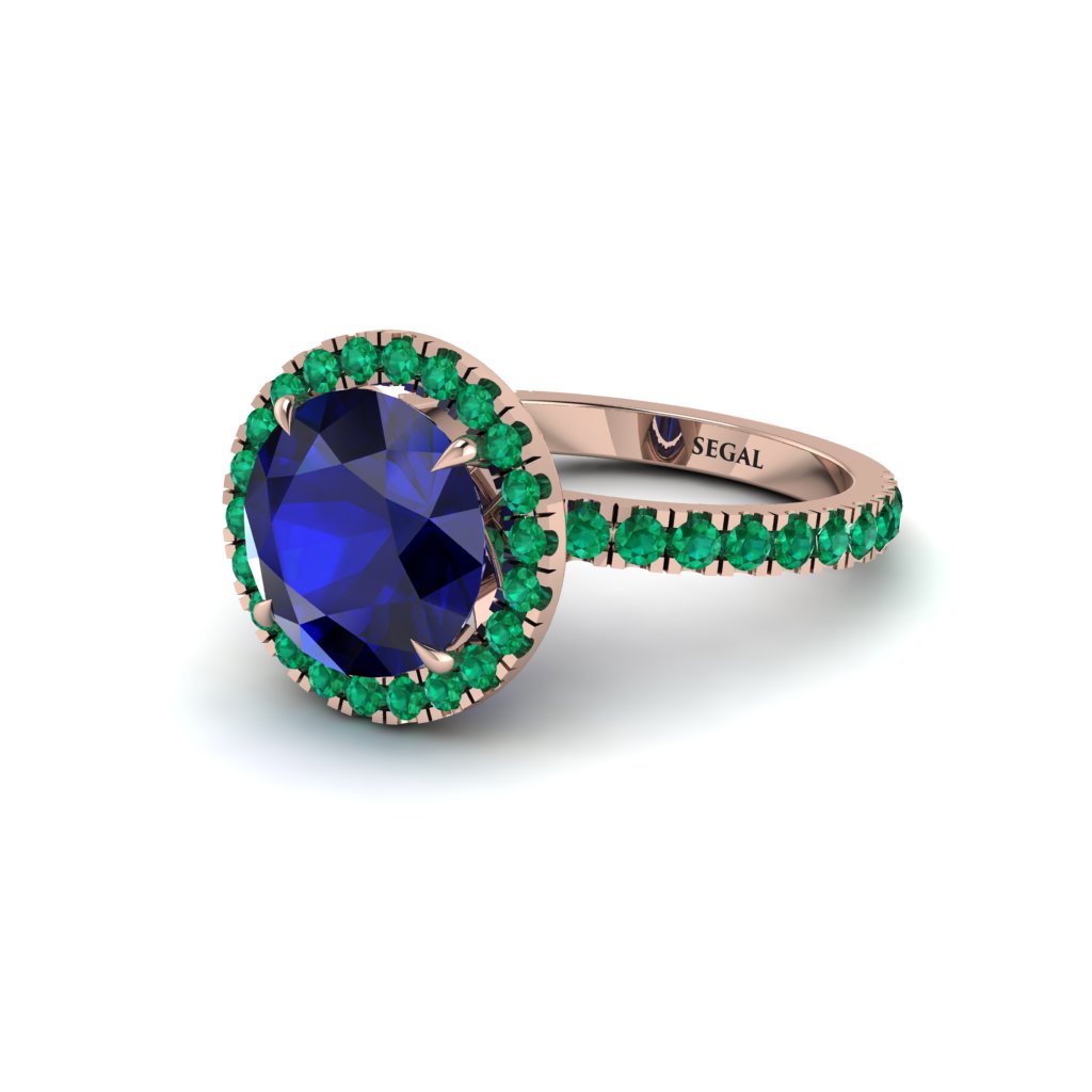 Round Cut Sapphire Halo Engagement Ring - Charleigh No. 29