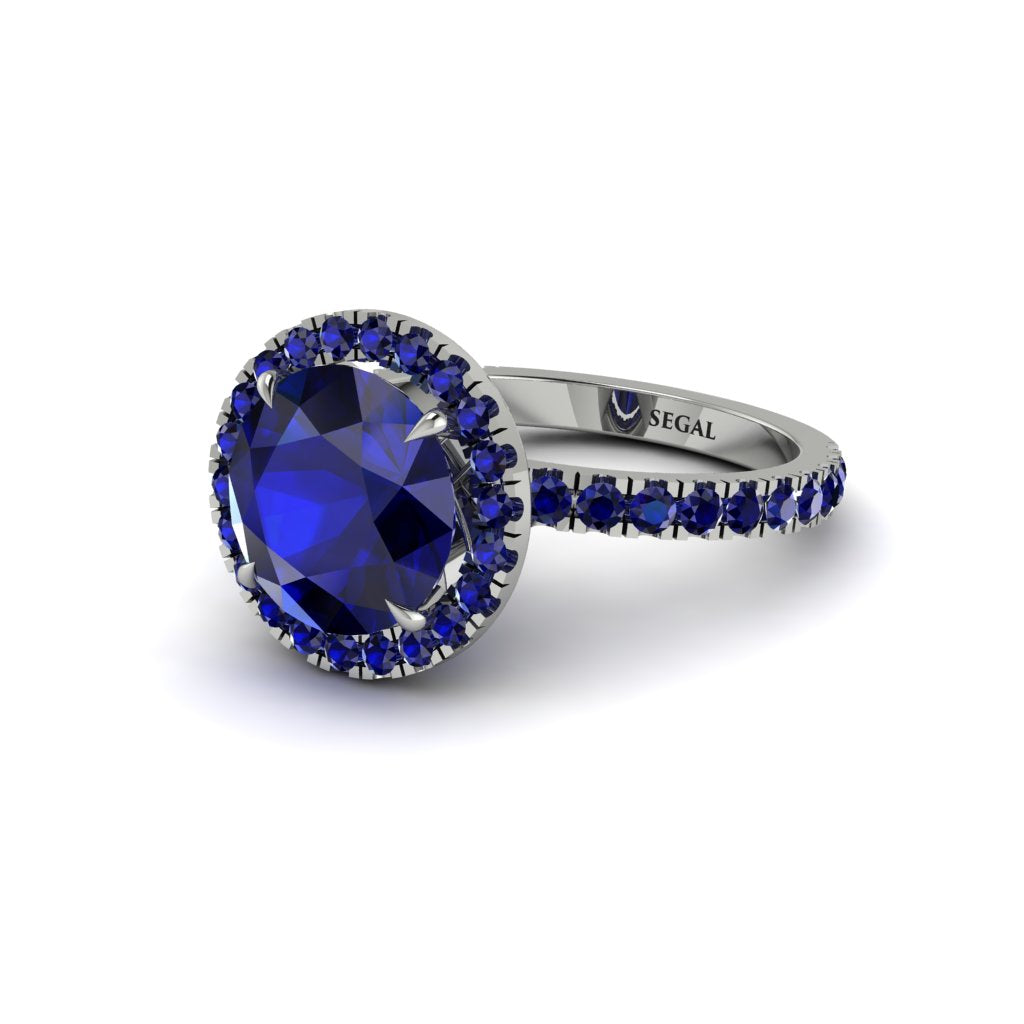 Round Cut Sapphire Halo Engagement Ring - Charleigh No. 75