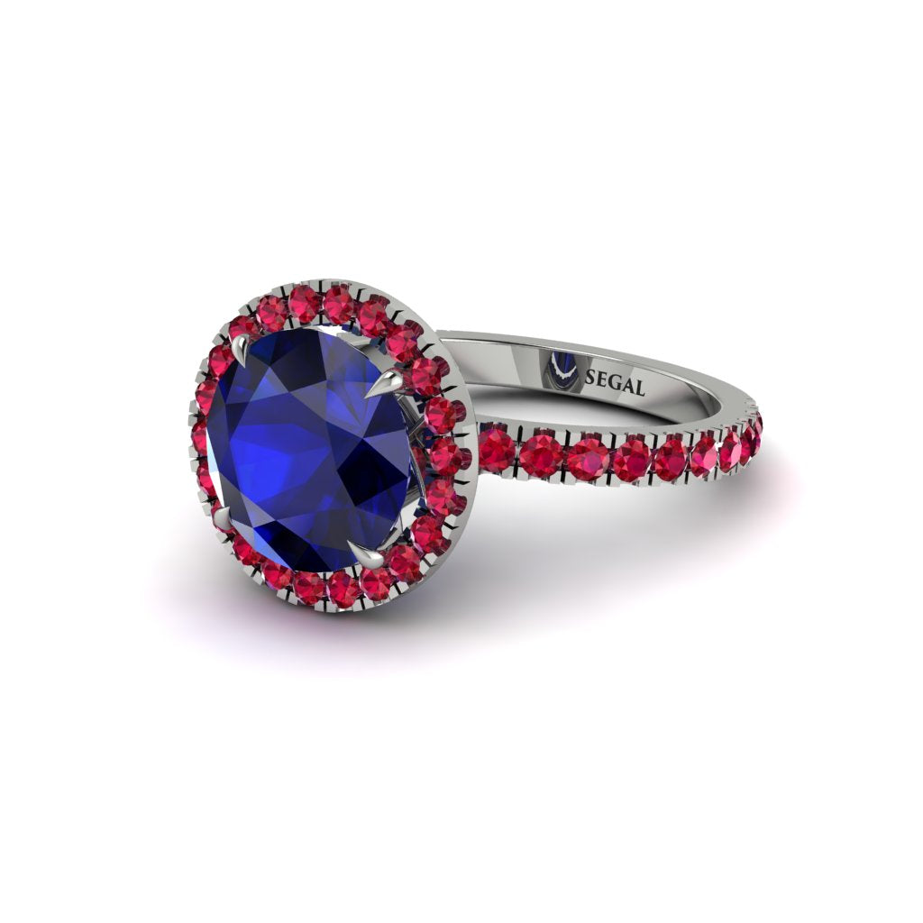 Round Cut Sapphire Halo Engagement Ring - Charleigh No. 60