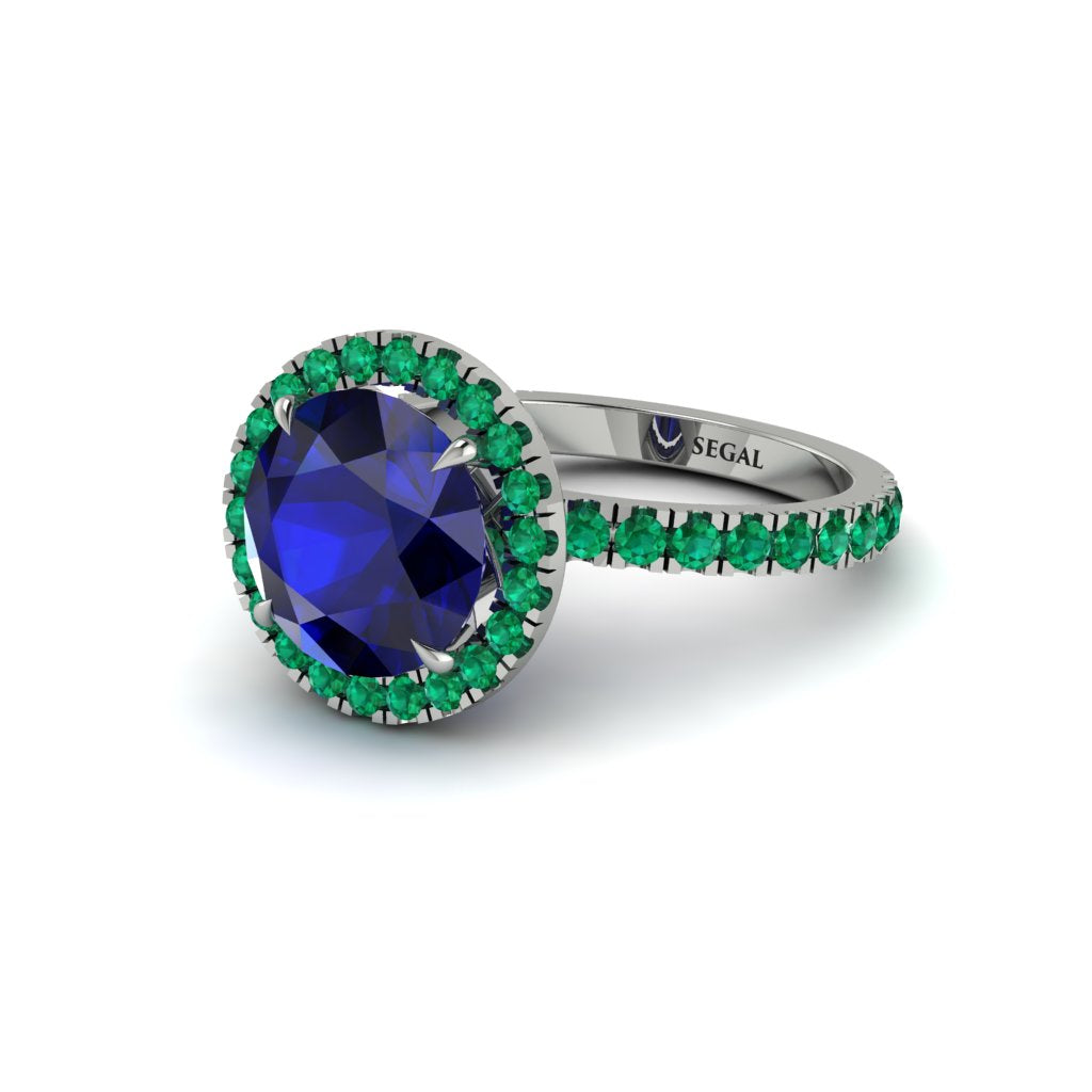 Round Cut Sapphire Halo Engagement Ring - Charleigh No. 30