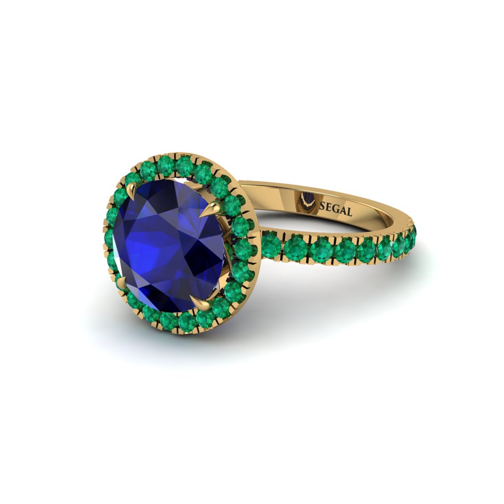 Round Cut Sapphire Halo Engagement Ring - Charleigh No. 28