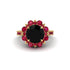 Black Diamond Halo Sunburst Engagement Ring - Winter No. 52
