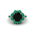 Black Diamond Halo Sunburst Engagement Ring - Winter No. 24