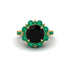Black Diamond Halo Sunburst Engagement Ring - Winter No. 22