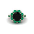 Black Diamond Halo Sunburst Engagement Ring - Winter No. 23