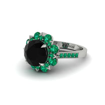 Black Diamond Halo Sunburst Engagement Ring - Winter No. 24 image 1