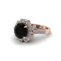Black Diamond Halo Sunburst Engagement Ring - Winter No. 8 image 1
