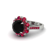 Black Diamond Halo Sunburst Engagement Ring - Winter No. 54 image 1