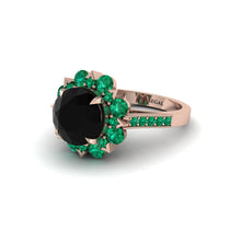 Black Diamond Halo Sunburst Engagement Ring - Winter No. 23 image 1