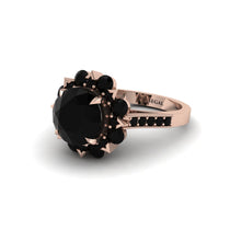 Black Diamond Halo Sunburst Engagement Ring - Winter No. 38 image 1