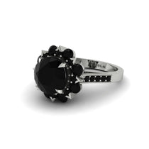 Black Diamond Halo Sunburst Engagement Ring - Winter No. 39 image 1
