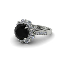 Black Diamond Halo Sunburst Engagement Ring - Winter No. 9 image 1