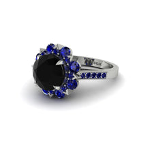 Black Diamond Halo Sunburst Engagement Ring - Winter No. 69 image 1