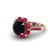 Black Diamond Halo Sunburst Engagement Ring - Winter No. 53 image 1