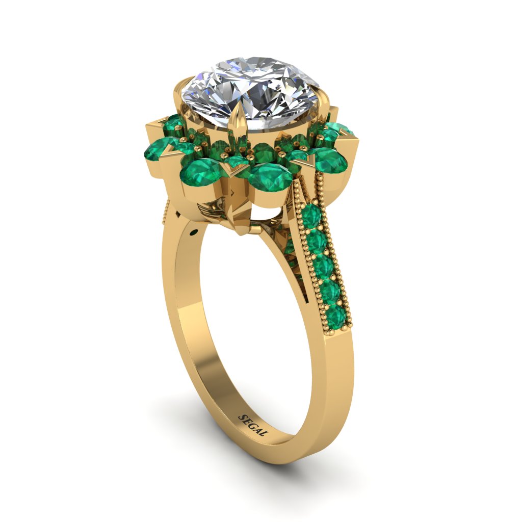 Diamond Halo Sunburst Engagement Ring - Winter No. 16