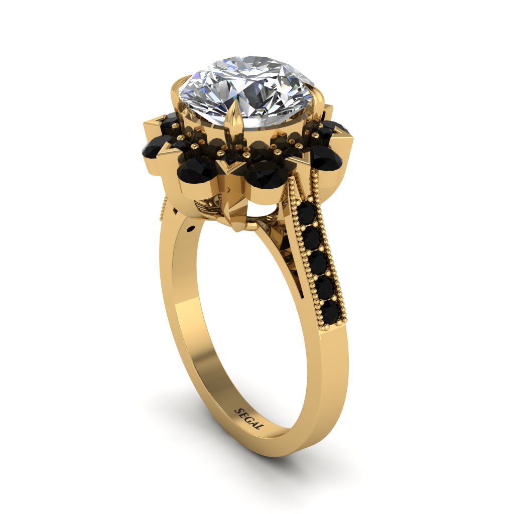 Diamond Halo Sunburst Engagement Ring - Winter No. 31