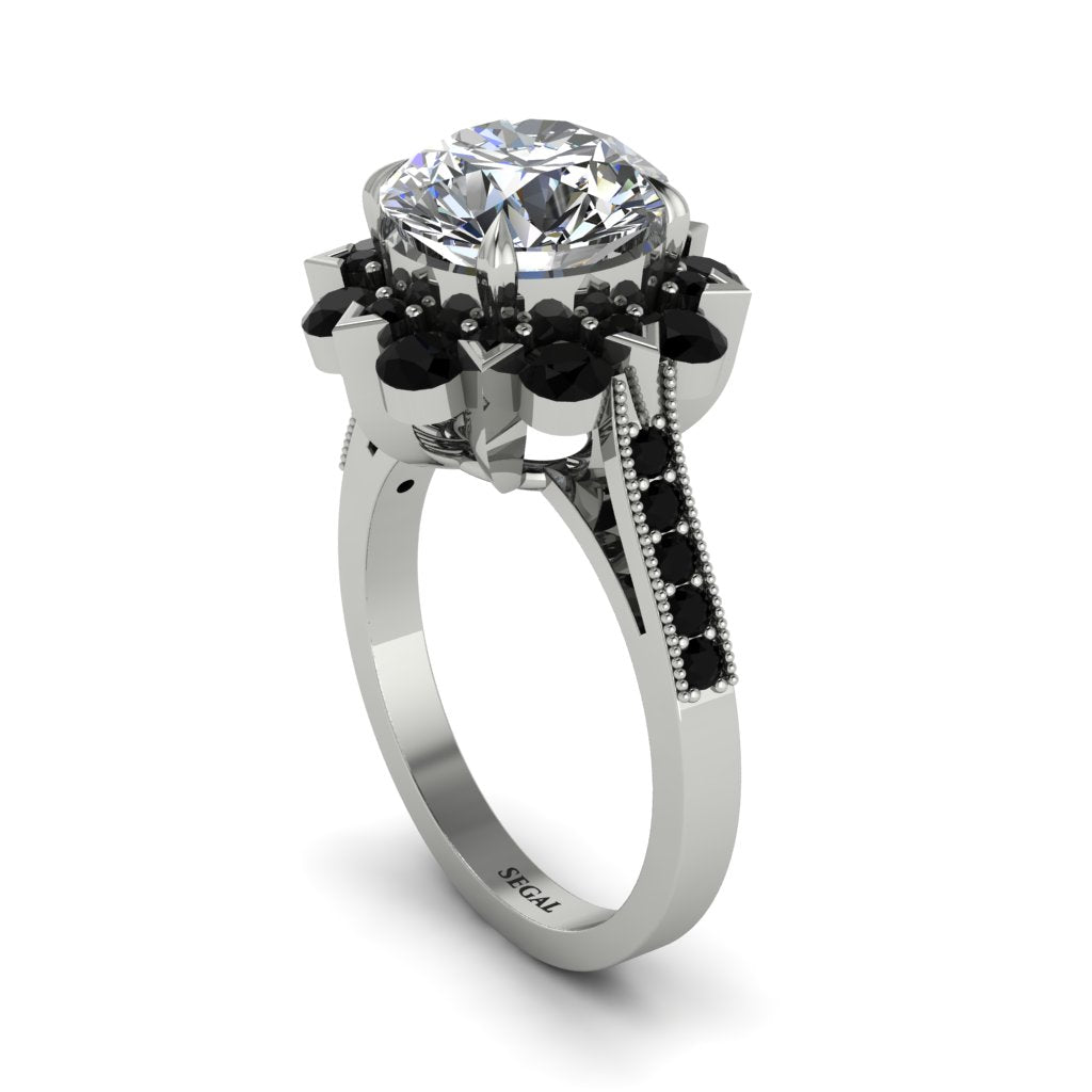 Diamond Halo Sunburst Engagement Ring - Winter No. 33