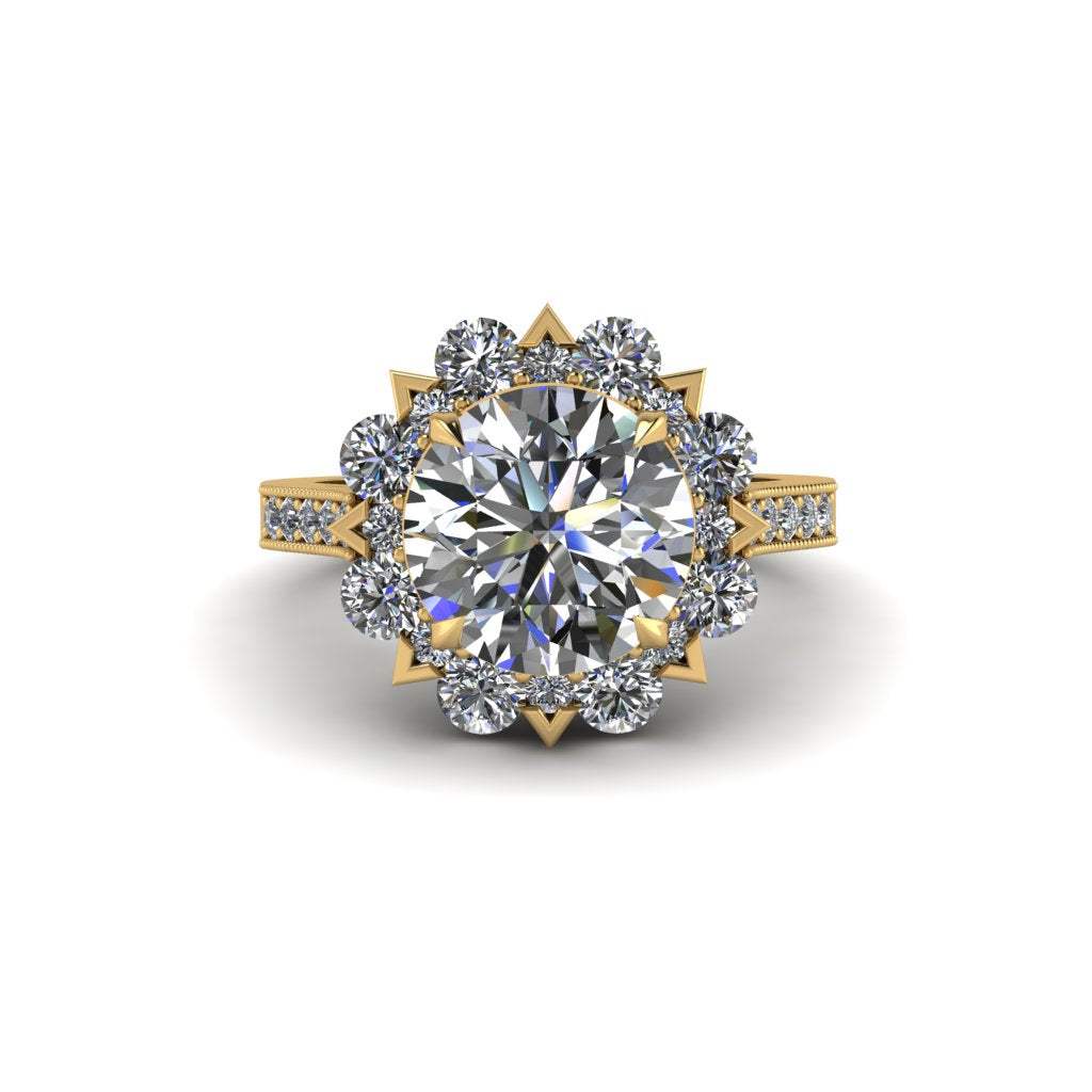 Diamond Halo Sunburst Engagement Ring - Winter No. 1