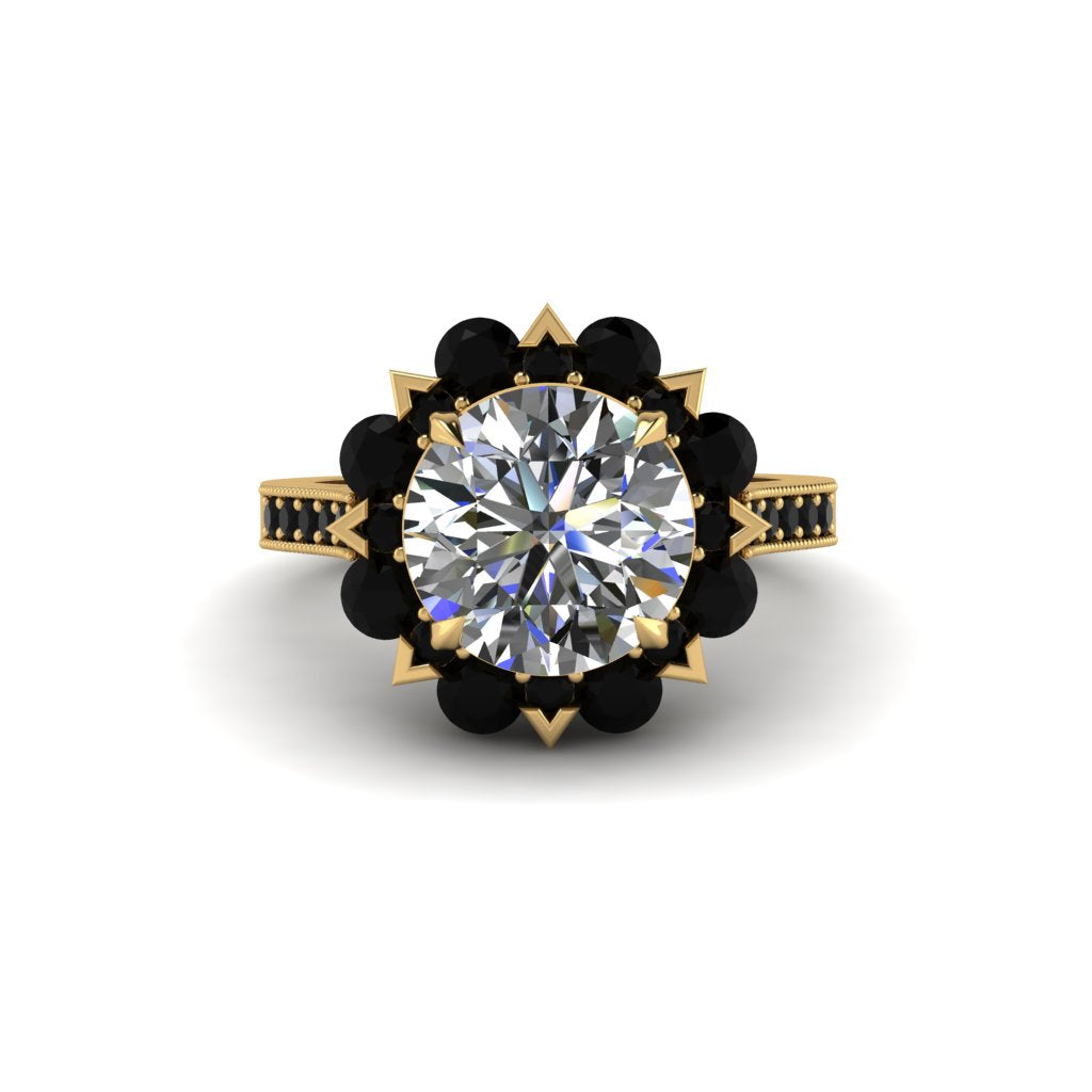 Diamond Halo Sunburst Engagement Ring - Winter No. 31