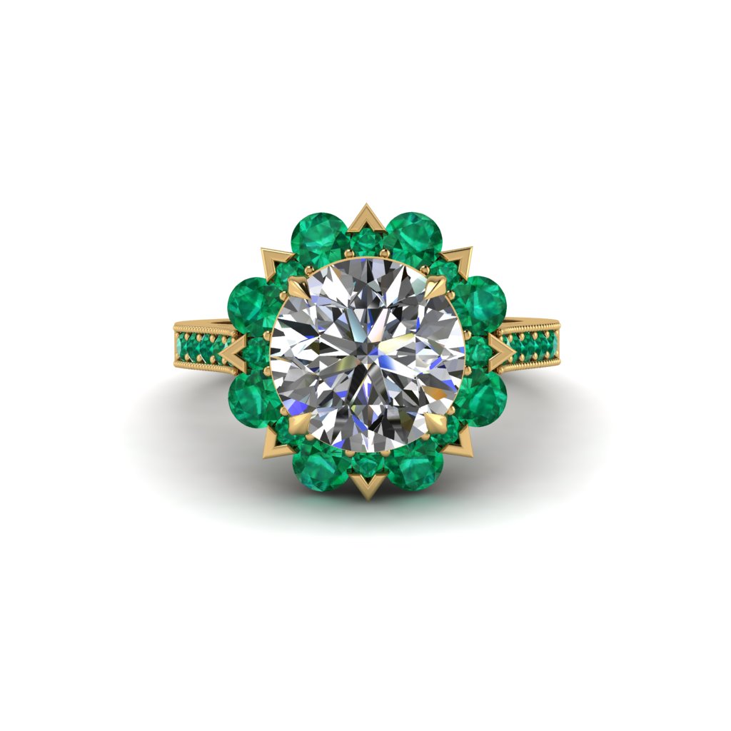 Diamond Halo Sunburst Engagement Ring - Winter No. 16