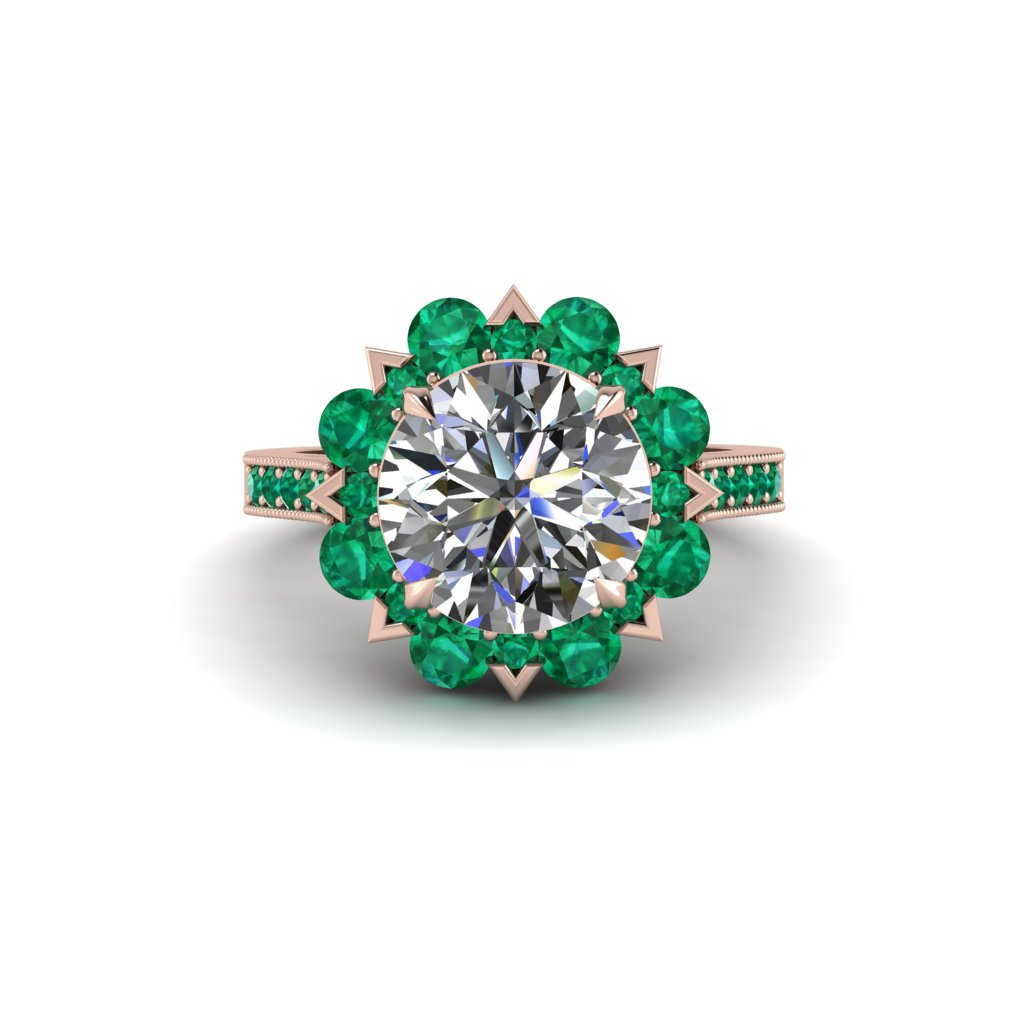 Diamond Halo Sunburst Engagement Ring - Winter No. 17