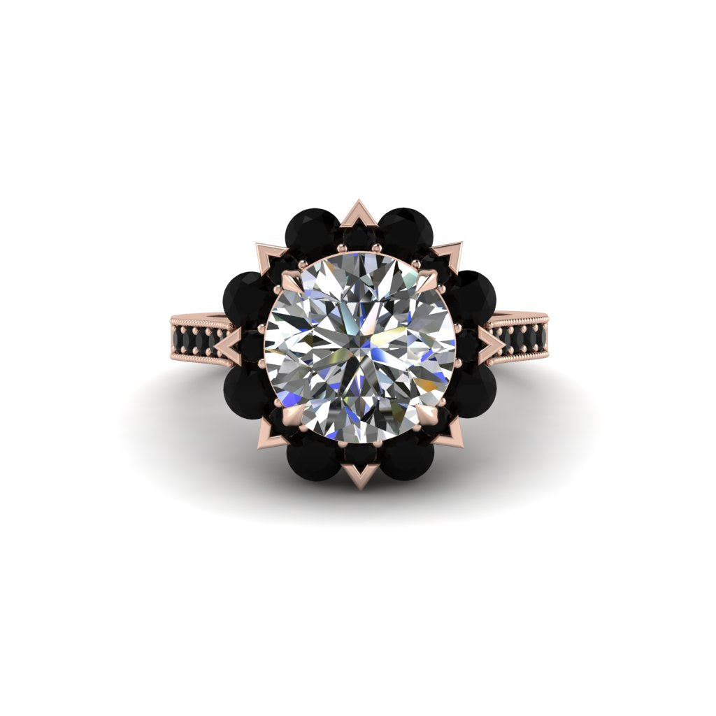 Diamond Halo Sunburst Engagement Ring - Winter No. 32