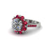 Diamond Halo Sunburst Engagement Ring - Winter No. 48 image 1