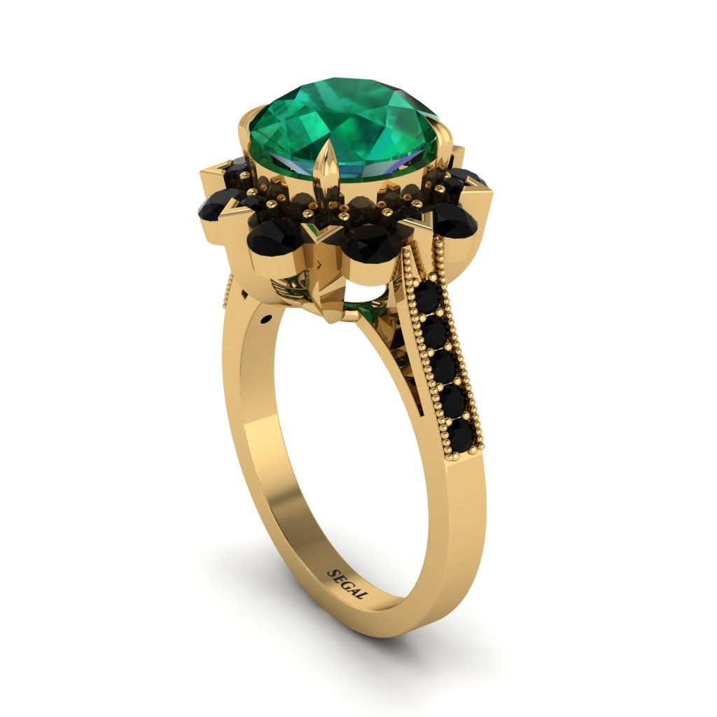 Emerald Halo Sunburst Engagement Ring - Winter No. 34