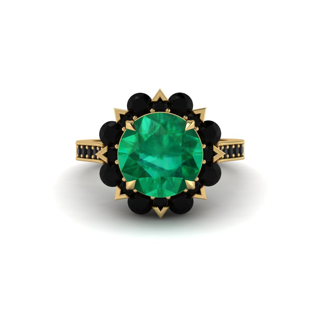 Emerald Halo Sunburst Engagement Ring - Winter No. 34