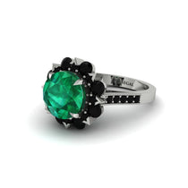 Emerald Halo Sunburst Engagement Ring - Winter No. 36 image 1