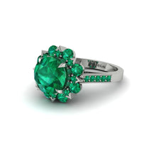 Emerald Halo Sunburst Engagement Ring - Winter No. 21 image 1