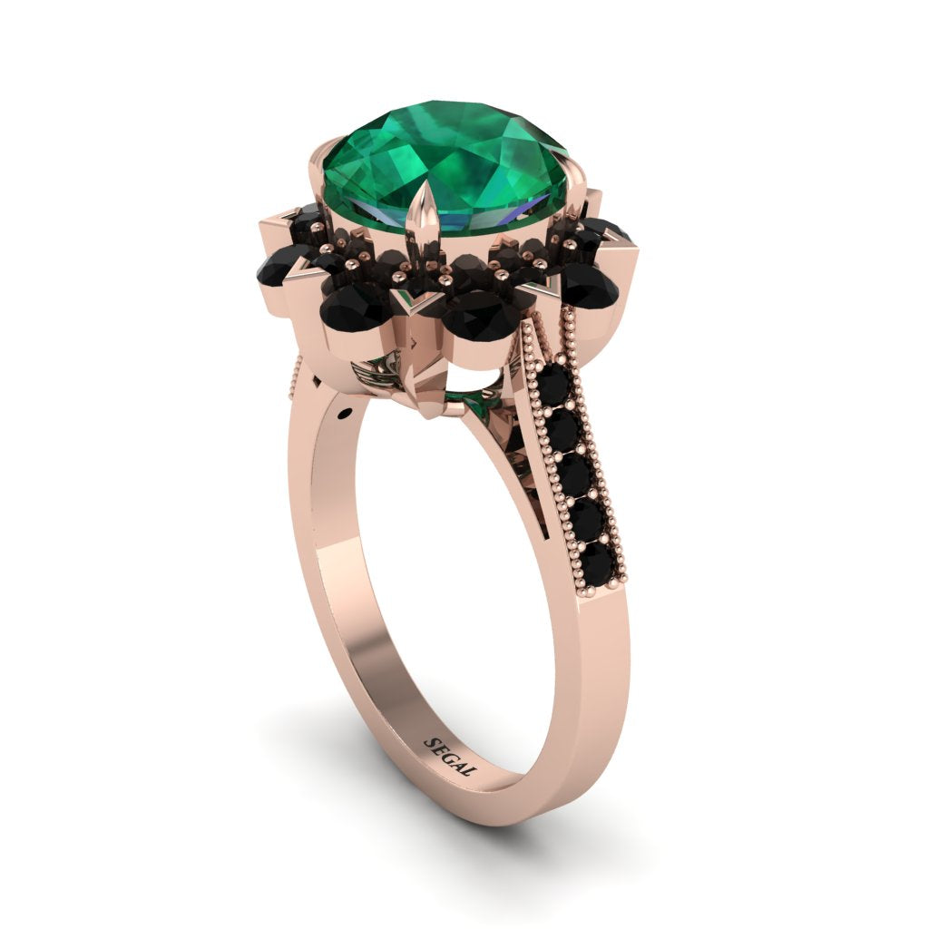 Emerald Halo Sunburst Engagement Ring - Winter No. 35