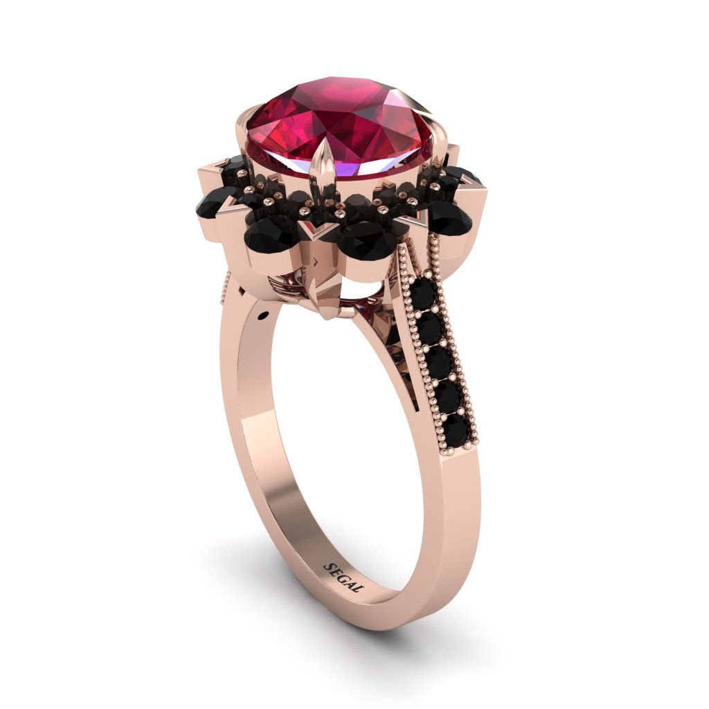Ruby Halo Sunburst Engagement Ring - Winter No. 41