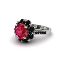 Ruby Halo Sunburst Engagement Ring - Winter No. 42 image 1