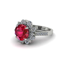 Ruby Halo Sunburst Engagement Ring - Winter No. 12 image 1