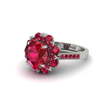 Ruby Halo Sunburst Engagement Ring - Winter No. 57 image 1
