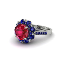 Ruby Halo Sunburst Engagement Ring - Winter No. 72 image 1