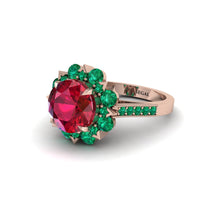 Ruby Halo Sunburst Engagement Ring - Winter No. 26 image 1