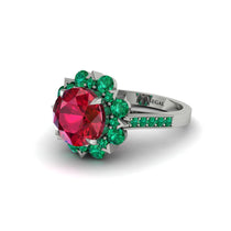 Ruby Halo Sunburst Engagement Ring - Winter No. 27 image 1