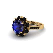 Sapphire Halo Sunburst Engagement Ring - Winter No. 43 image 1
