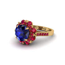 Sapphire Halo Sunburst Engagement Ring - Winter No. 58 image 1
