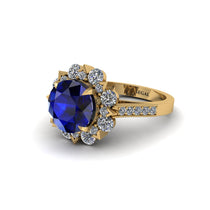 Sapphire Halo Sunburst Engagement Ring - Winter No. 13 image 1