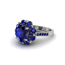 Sapphire Halo Sunburst Engagement Ring - Winter No. 75 image 1