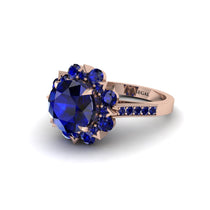 Sapphire Halo Sunburst Engagement Ring - Winter No. 74 image 1