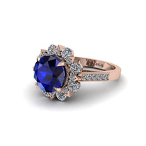 Sapphire Halo Sunburst Engagement Ring - Winter No. 14 image 1